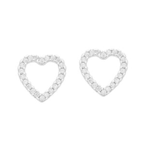 Brinco de Coração Cravejado de Zircônias em Prata 925